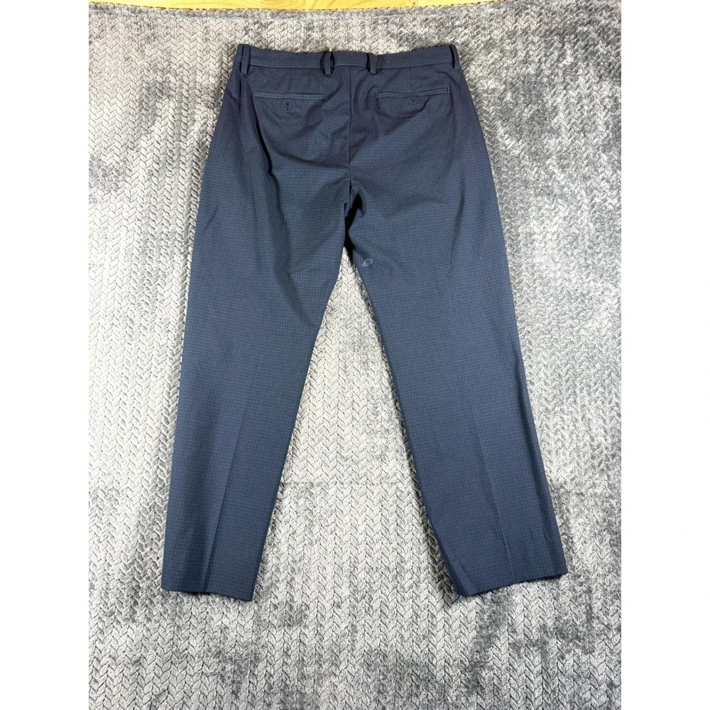 Banana Republic Dress Pants Mens 34x26.5 Blue Check Formal Slim Fit Straight Leg
